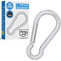 Toldoro NIRO AISI 316 V4A - Mosquetón de acero inoxidable (2 unidades- 5 x 50 mm- varios tamaños y cantidades…